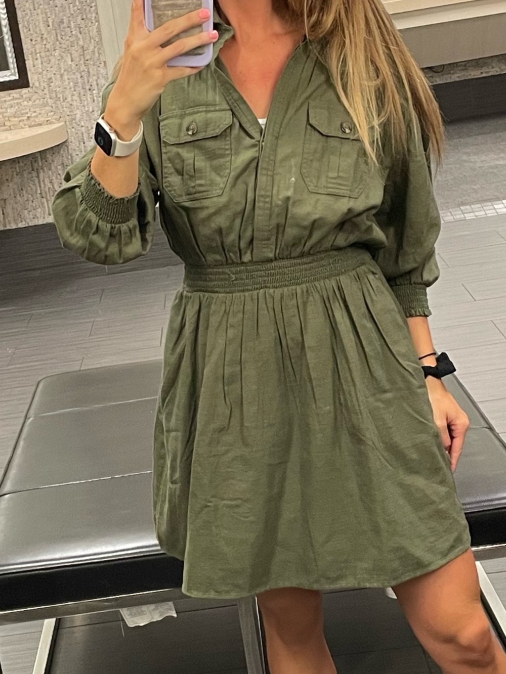 American Eagle Outfitters Olive Utility Mini Dress